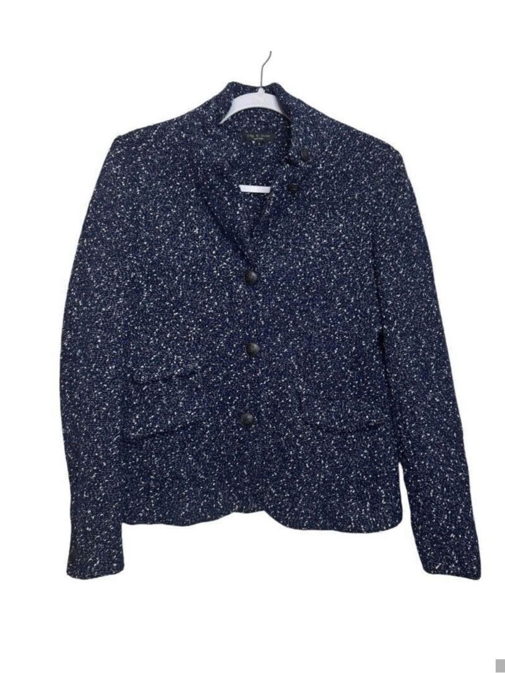 Rag & Bone Slade Tweed Jacket Blazer Women 6 Navy Blue Classic Business